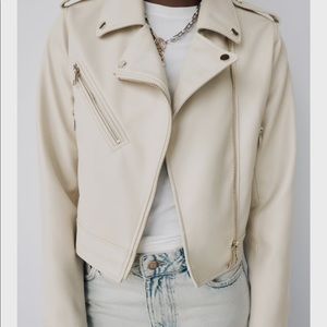 Zara Cream Leather Jacket